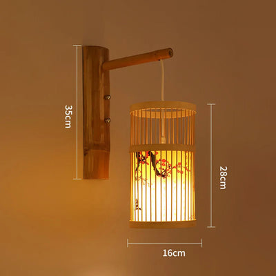 Applique murale suspendue en bambou avec lumière douce