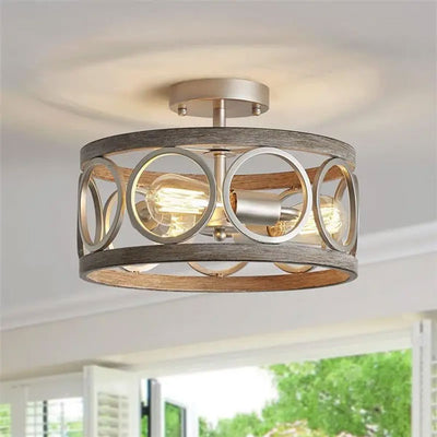 Luminaire industriel nordique éclairant une pièce minimaliste