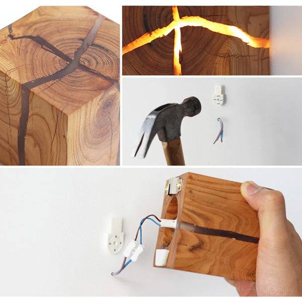 Applique Murale Bois Massif Cube