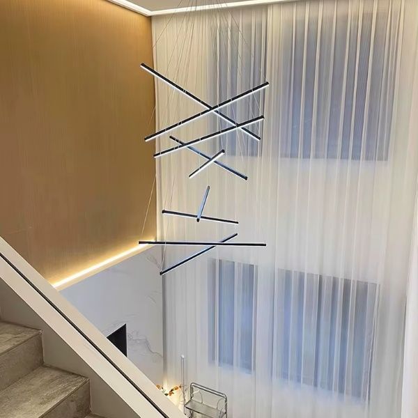 Lustre actuel salon pendentif modulable obsidienne mate stylé.