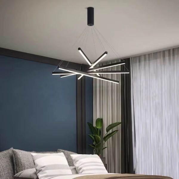 Éclairage moderne salon pendentif variable charbon satiné sophistiqué.