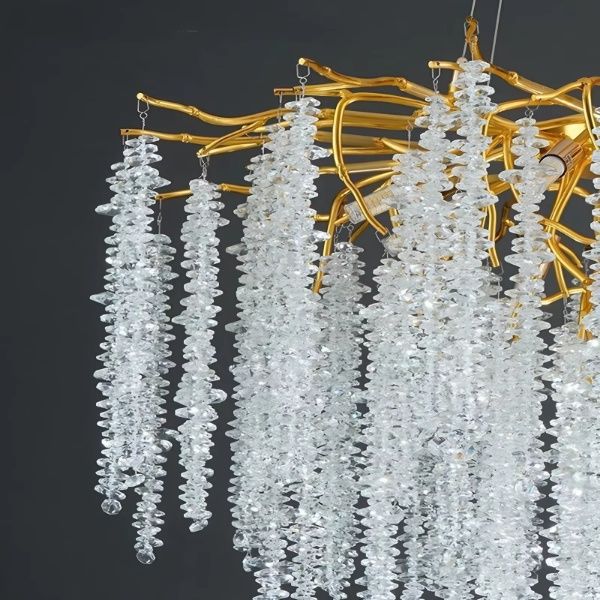 Lustre prestigieux salon pampilles cristal taillé style européen classique.