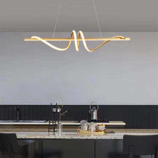 Suspension rectiligne salle manger design tendance géométrique actuel.