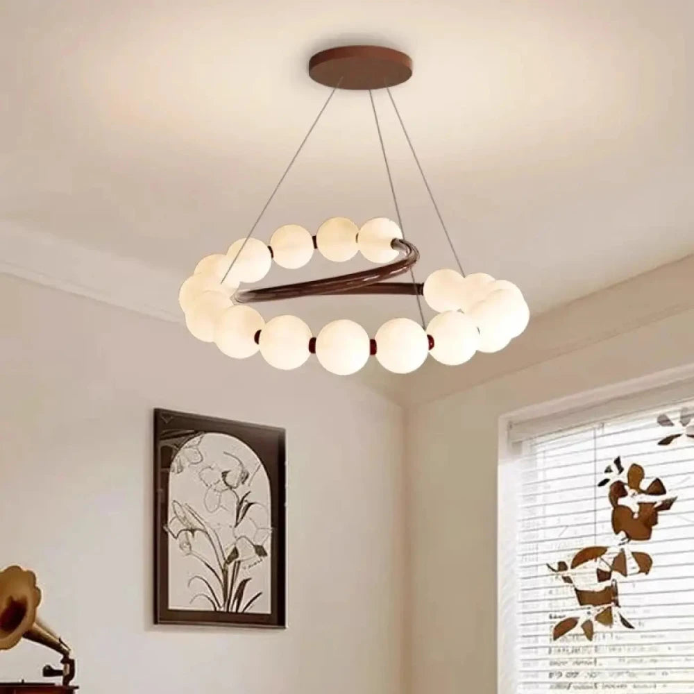Lustre Anneau Boules Opales Cuivre Prestige