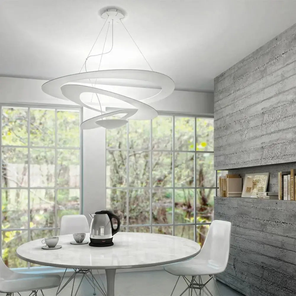Lustre blanc acrylique spirale conique design suspendu
