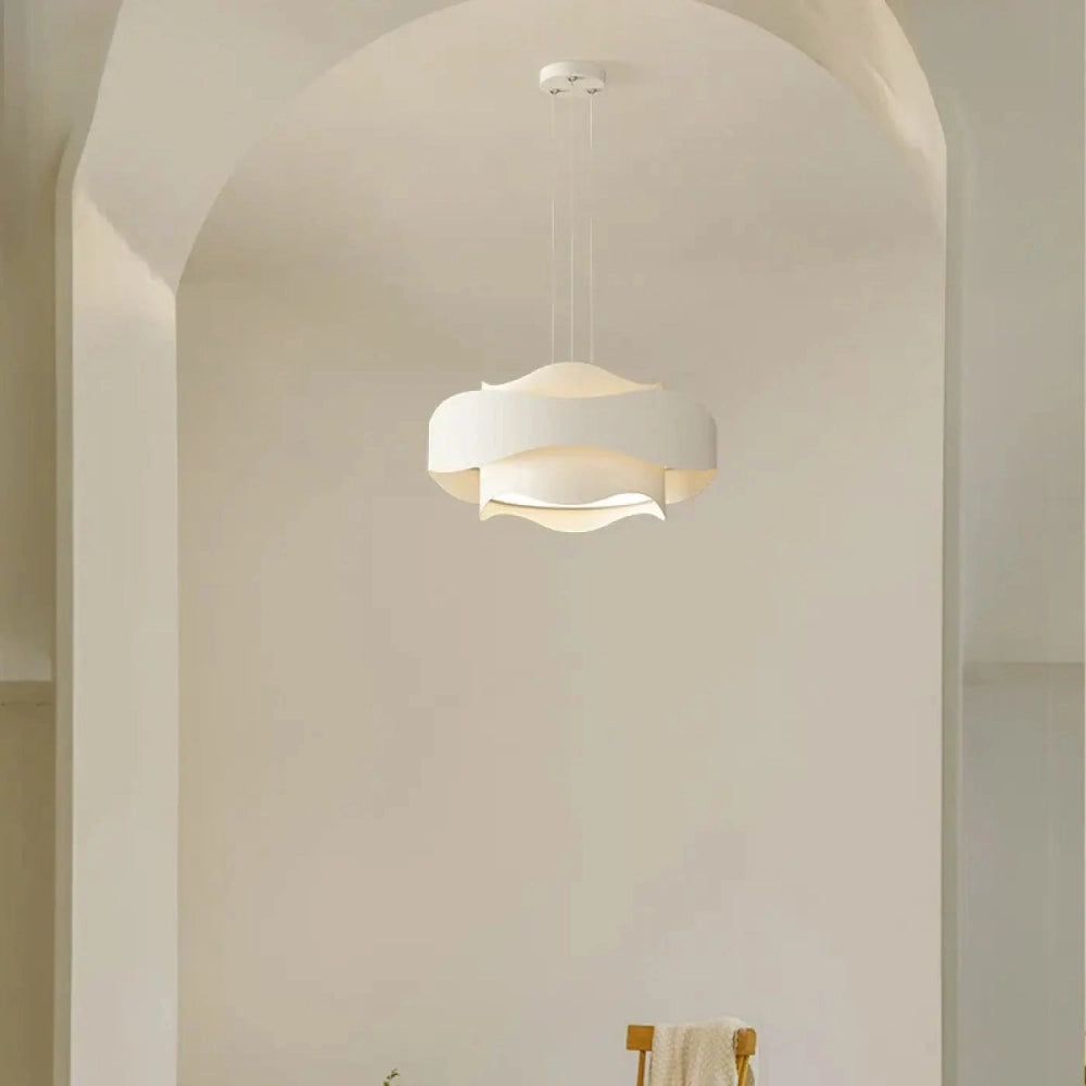Lustre Blanc Vague Sculpte Moderne