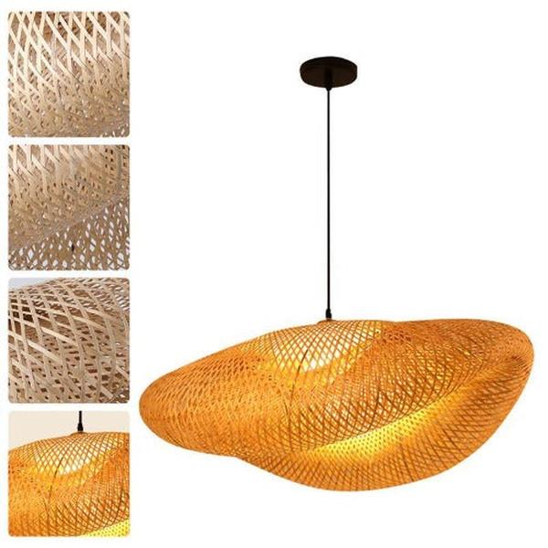 Lámpara de araña de listones de madera de bambú