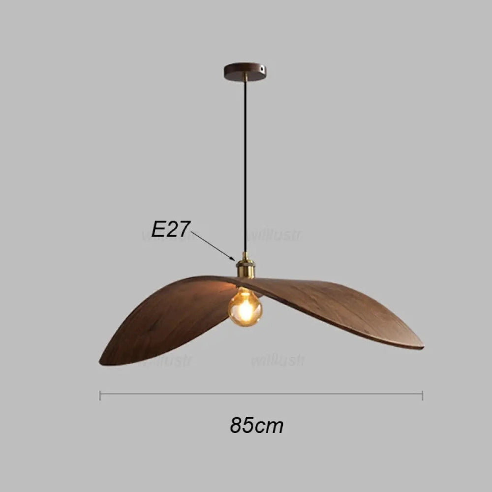 Lustre Bois Feuille Noyer Japandi