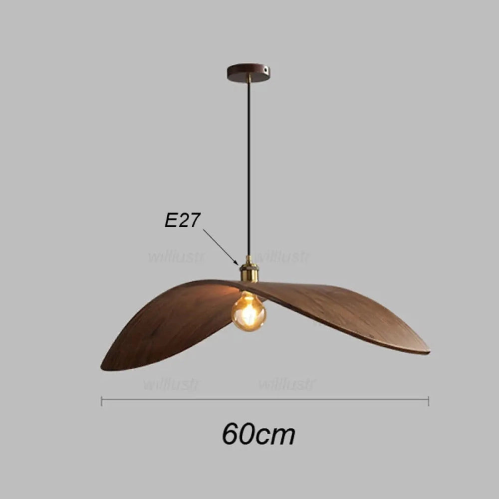 Lustre Bois Feuille Noyer Japandi