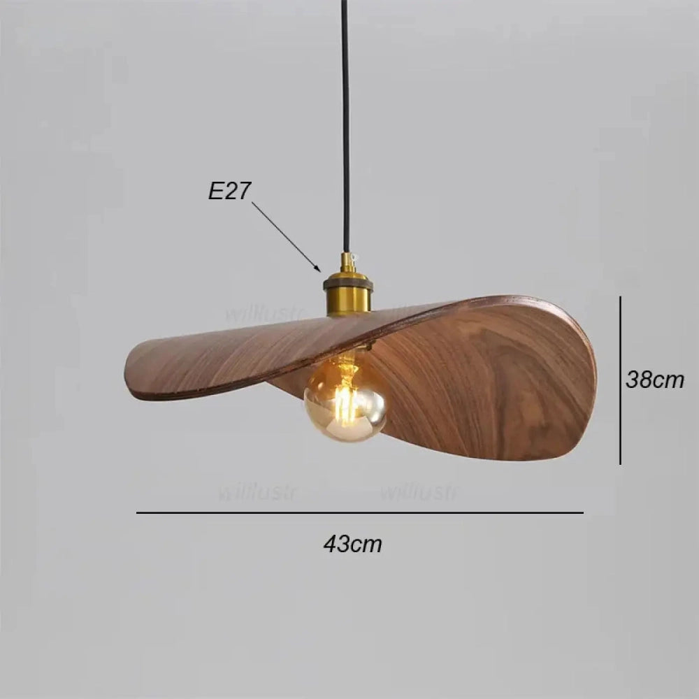 Lustre Bois Feuille Noyer Japandi