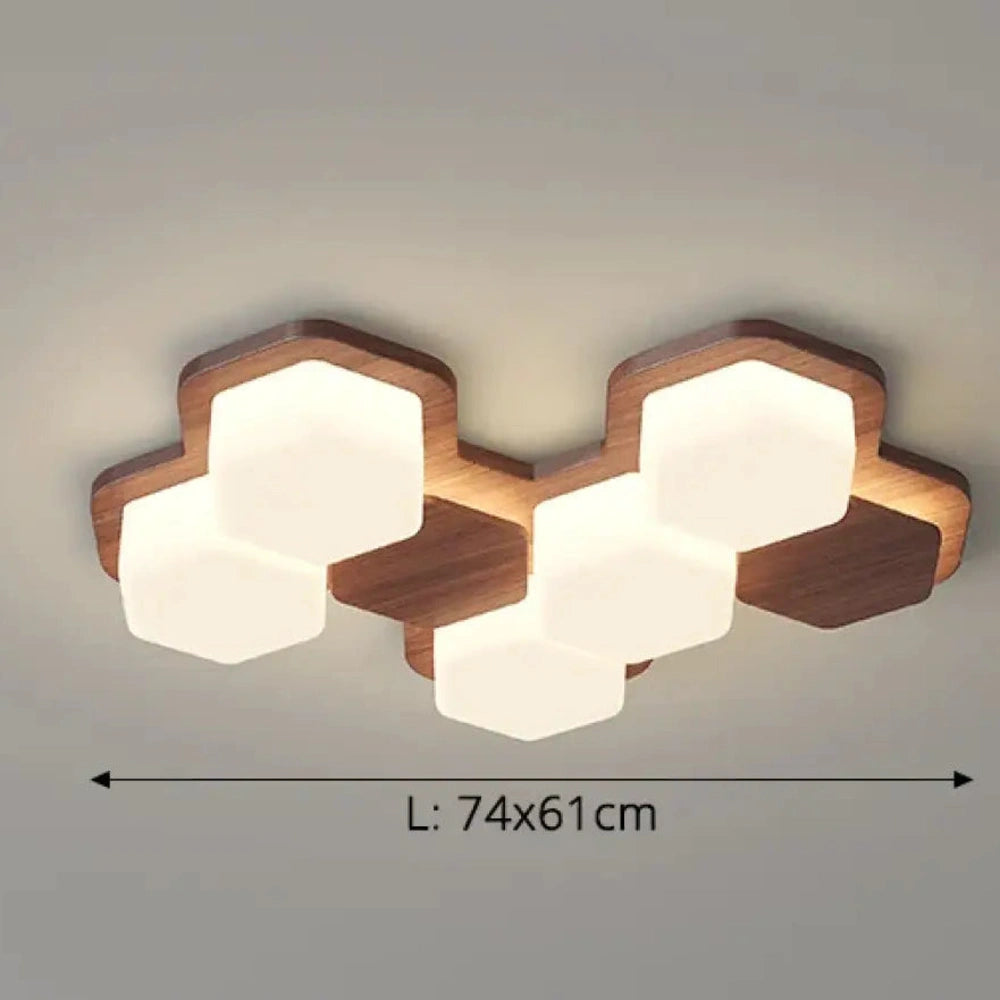 Lustre Bois Hexagone Nordique Grand