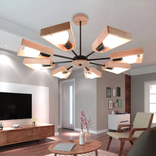 Lustre salon en bois moderne et design 