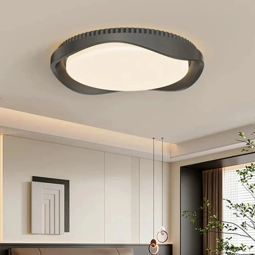 Vue dessous diffuseur acrylique lustre bois noyer