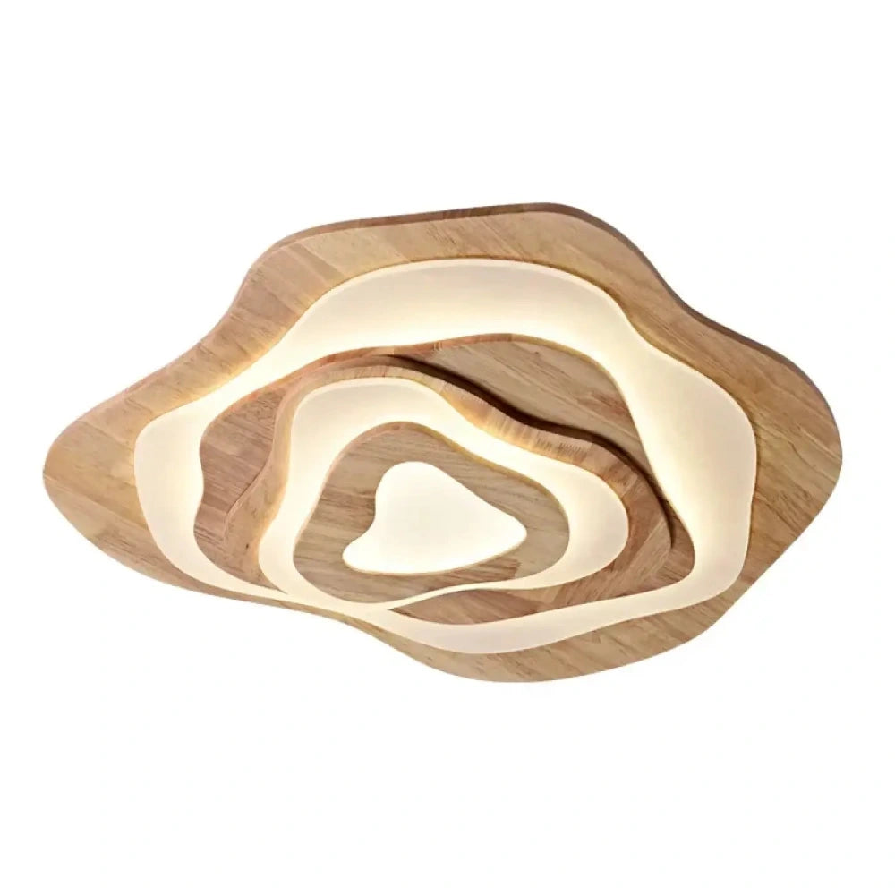 Lustre bois organique vague LED taille L 80 cm salle à manger