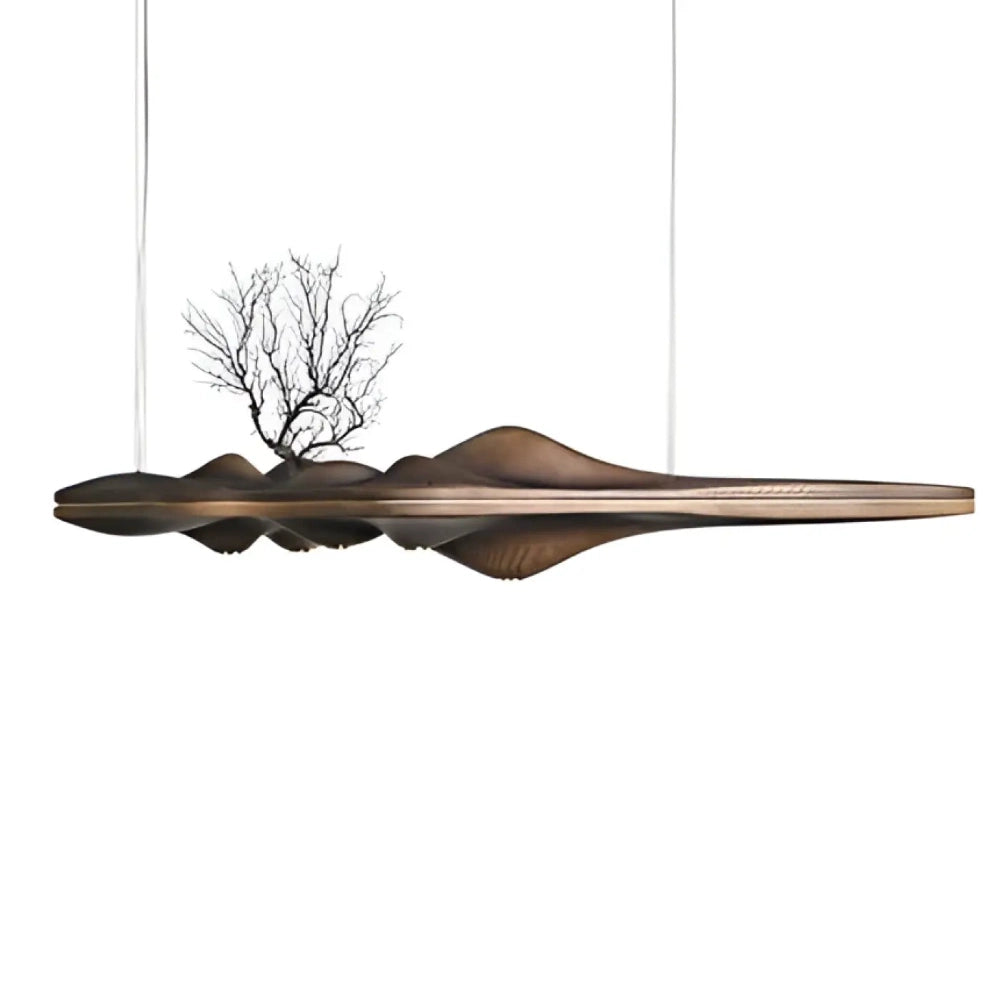 Lustre Bois Vague Lineaire Japandi Naturel