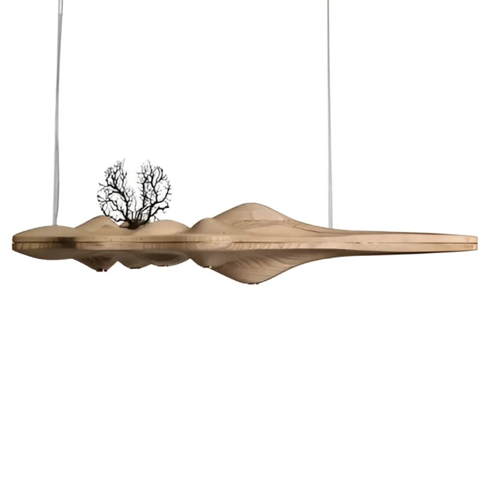 Lustre Bois Vague Lineaire Japandi Naturel