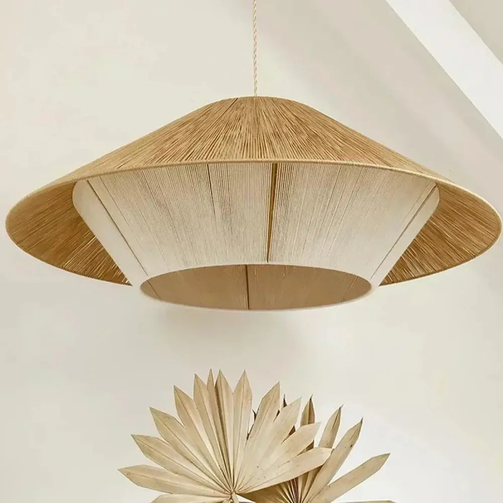 Lustre suspension chanvre conique beige naturel bohème