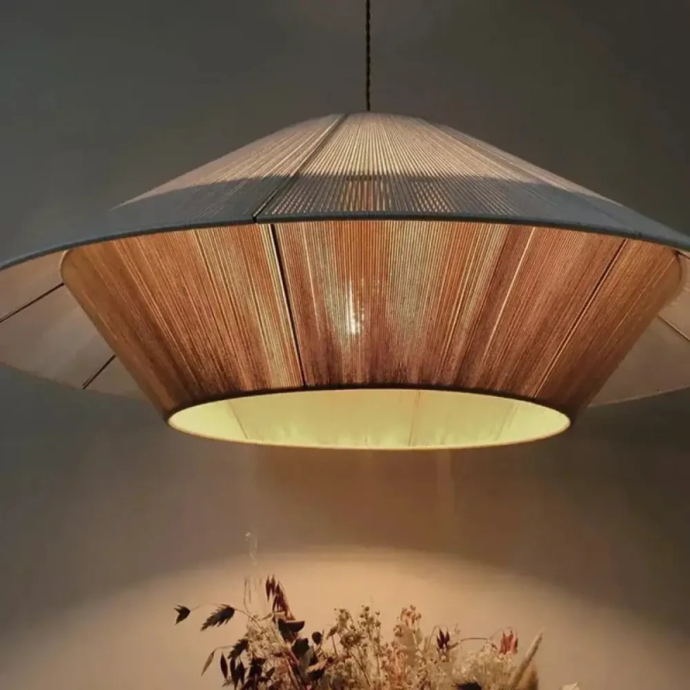 Lustre Chanvre Conique Naturel Boheme Raphia