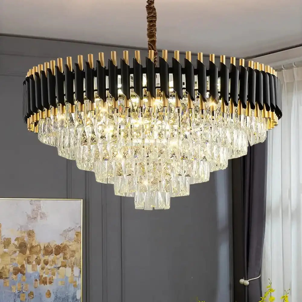 Lustre Cristal Couronne Pampilles Dore Prestige