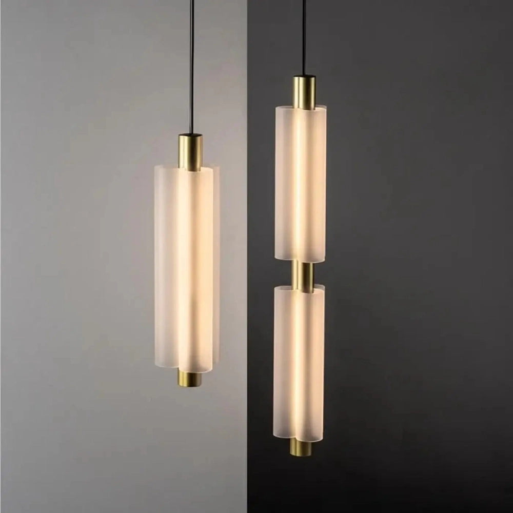Suspension cylindre aluminium trois formats S M L dimmable LED