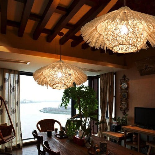 Lustre salon bois design haitien