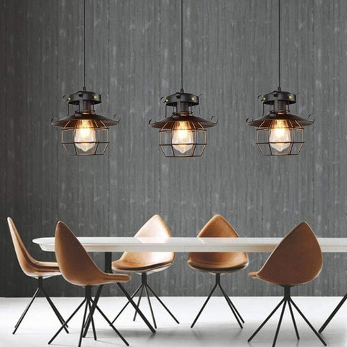 Lustre Salon Industriel Lanterne car fer