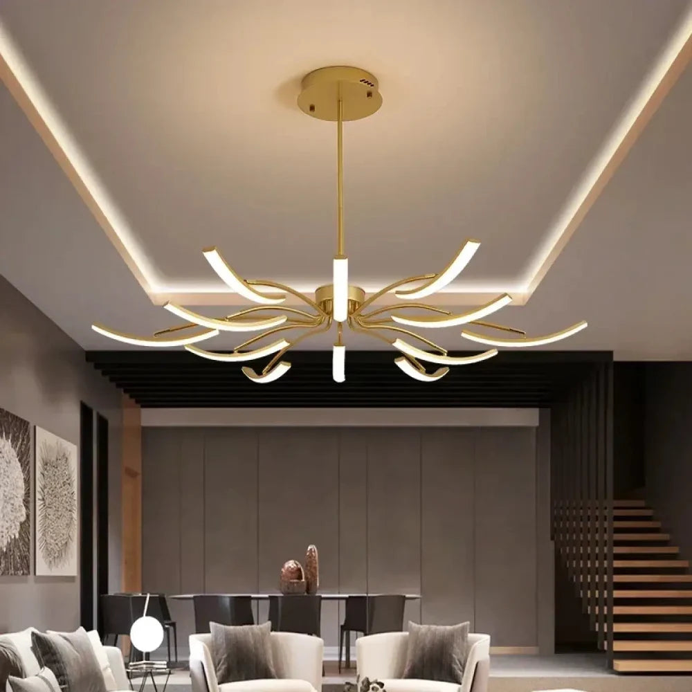 Lustre LED noir design bras torsadés montage plafond DCL