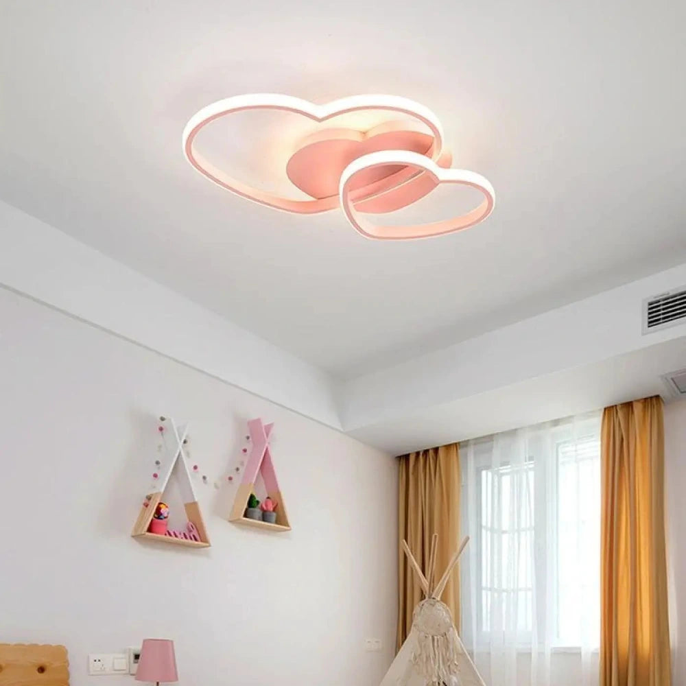 Lustre acrylique forme cœur rose blanc chaud