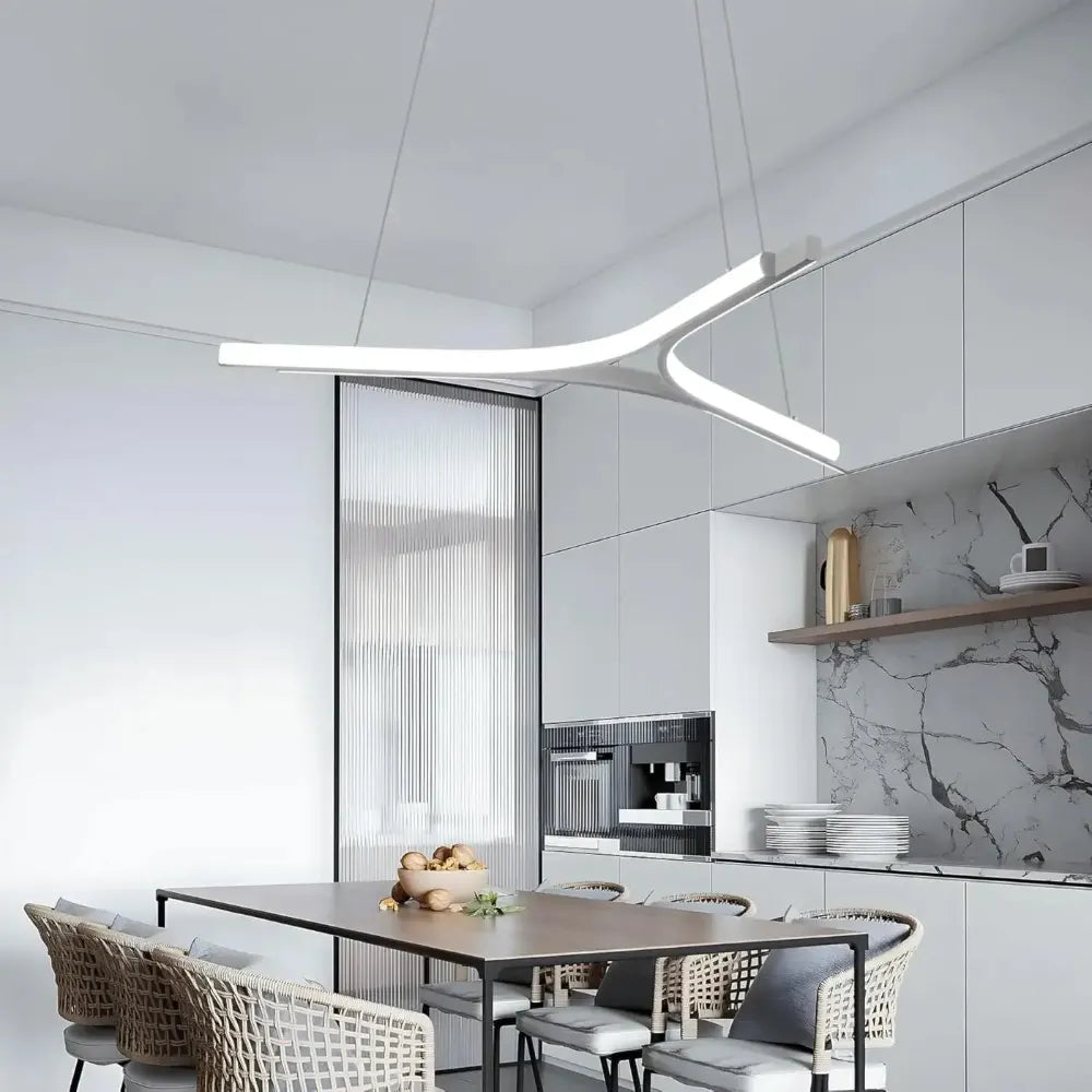 Suspension fourche aluminium blanc 64 cm LED 30 W ampoule incluse