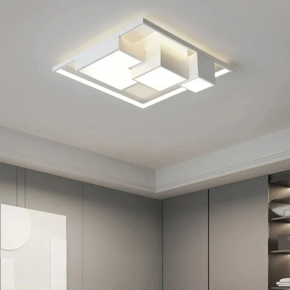 Lustre carré blanc acrylique modulaire plafonnier moderne