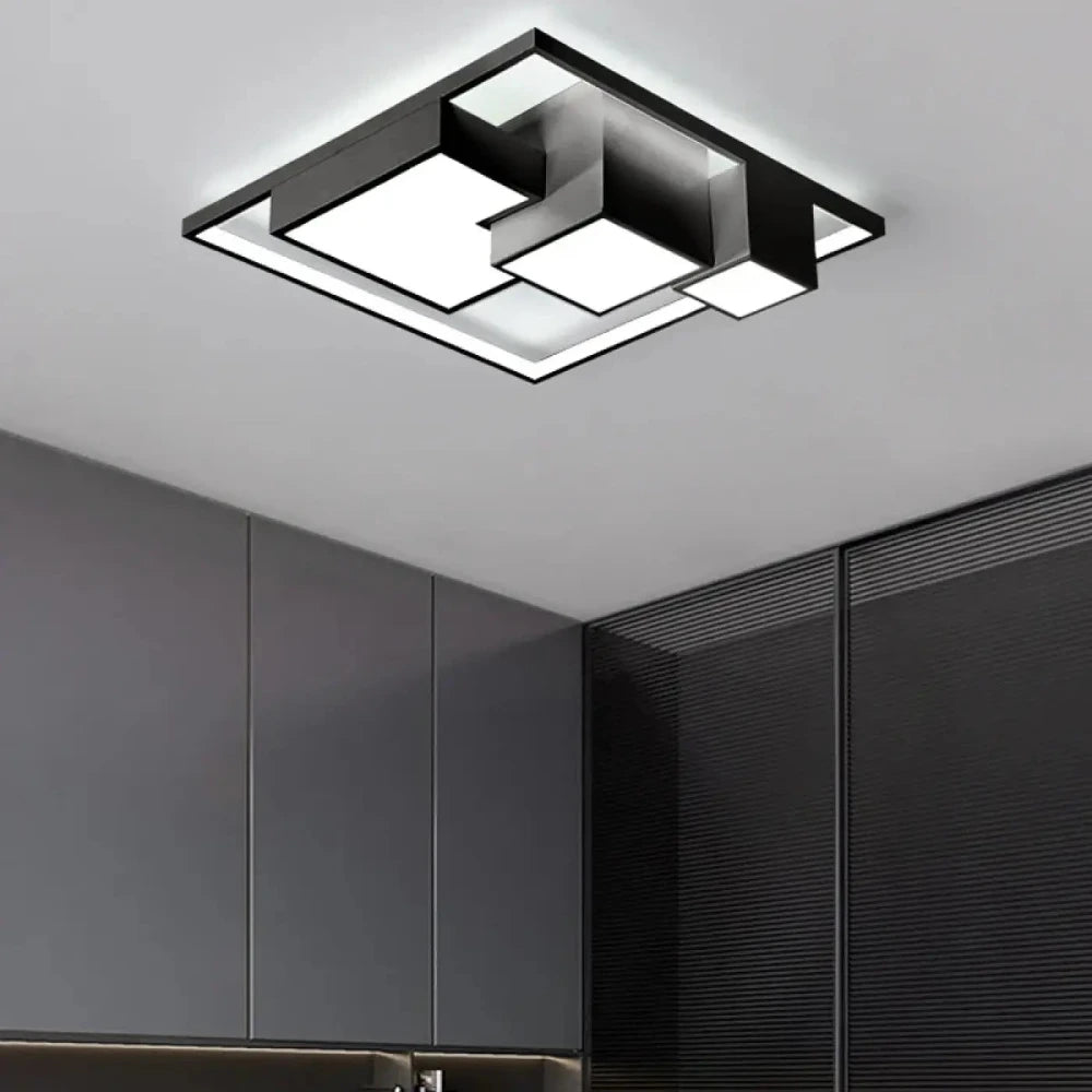 Lustre LED modulaire blanc carré dalle acrylique diffusante salon