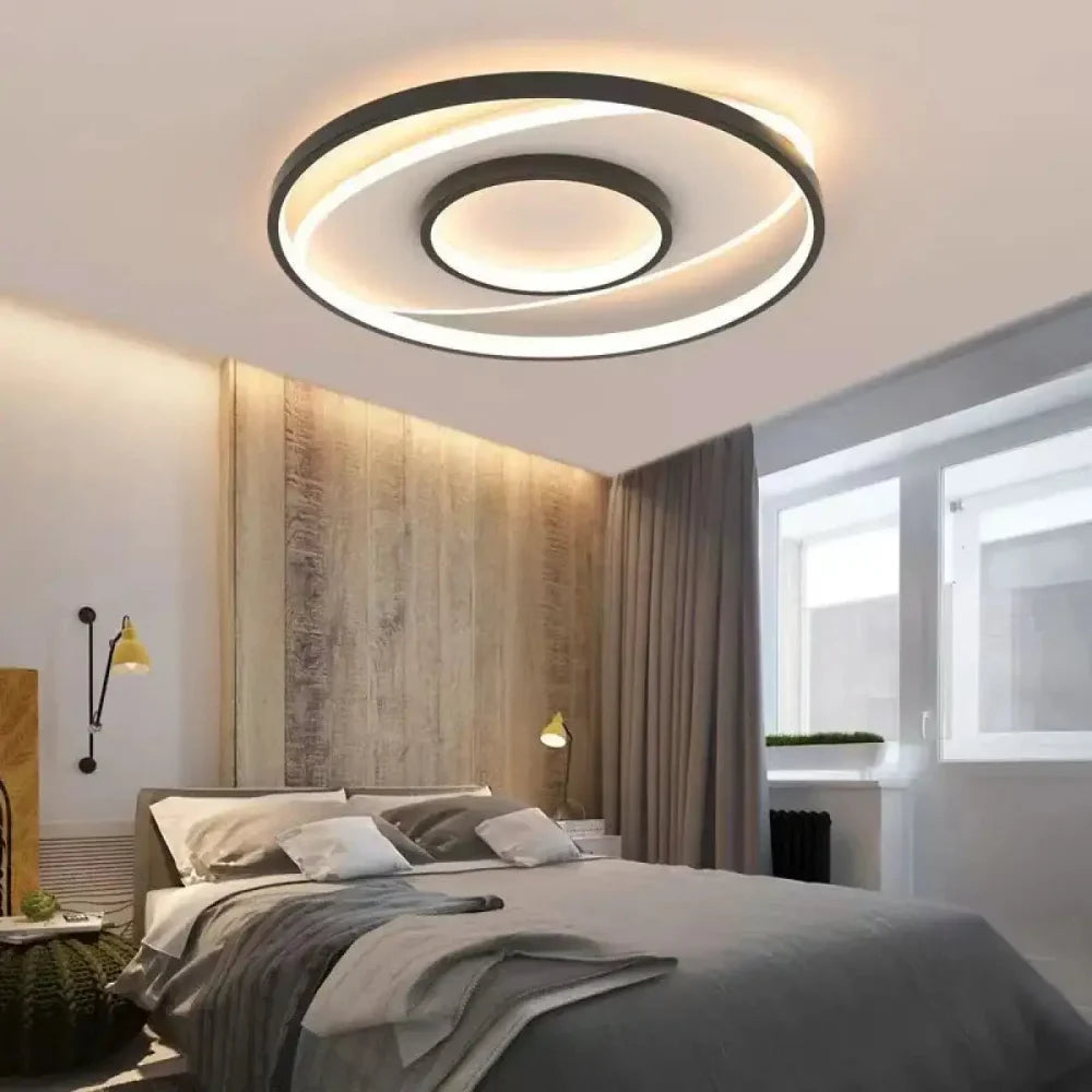 Lustre Led Spirale Noir Cercle