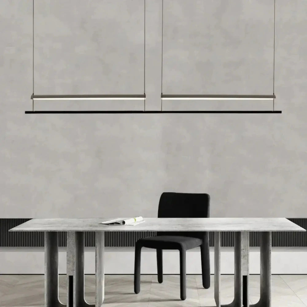 Lustre linéaire argent suspension réglable salon moderne