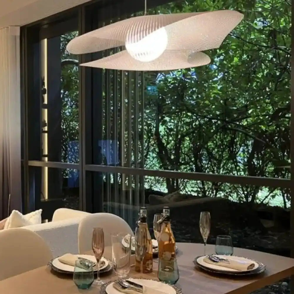 Lustre maille organique blanc format M 90 cm intérieur design