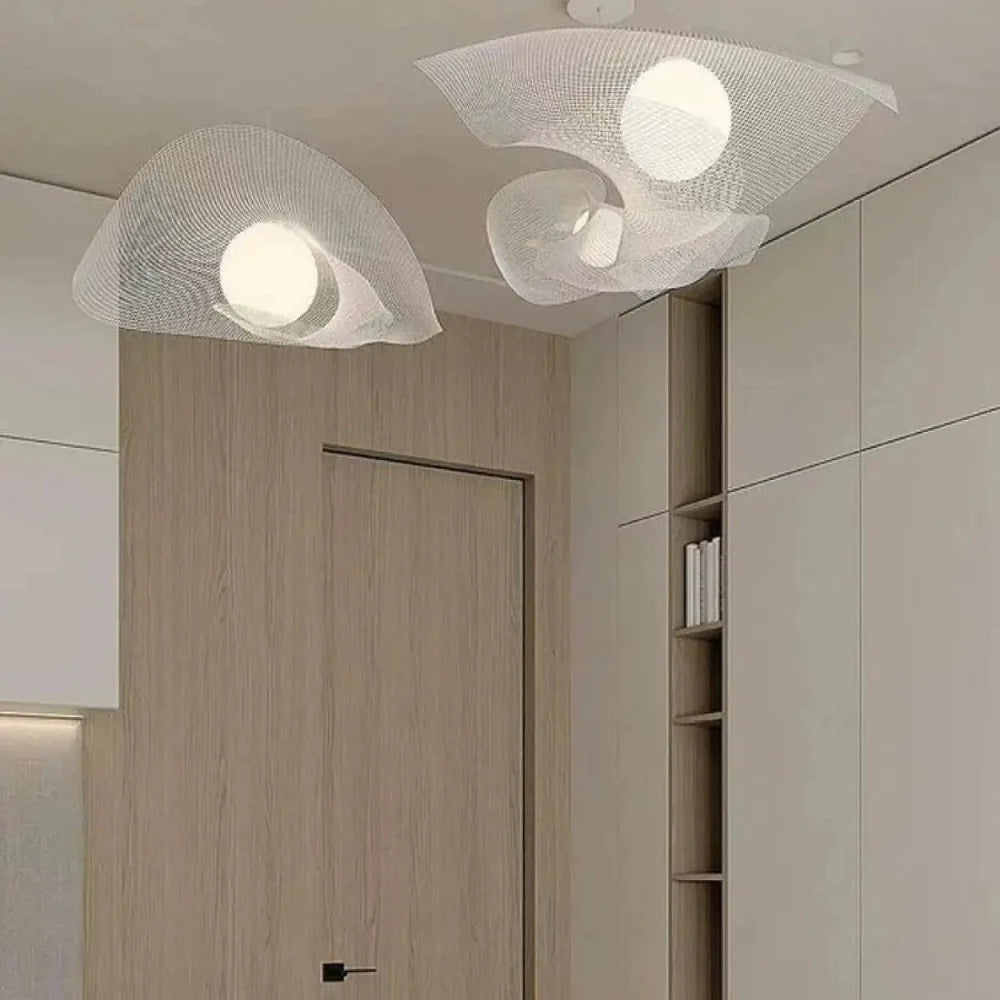 Lustre Maille Organique Blanc Design Sculpture
