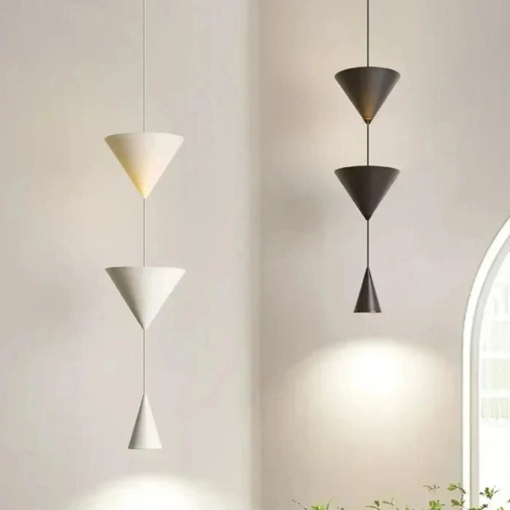 lustre métal sablier double cône noir mat