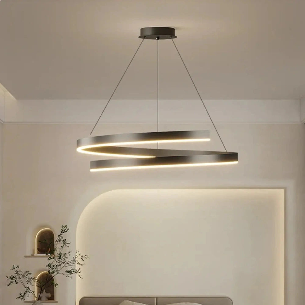 Lustre spirale métal acrylique gris design moderne