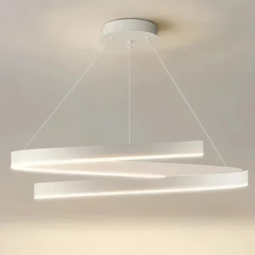 Lustre spirale gris salon contemporain suspension plafond taille XL