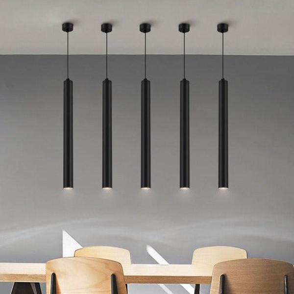 Lustre salon moderne tube lumineux éclairage cylindrique design contemporain