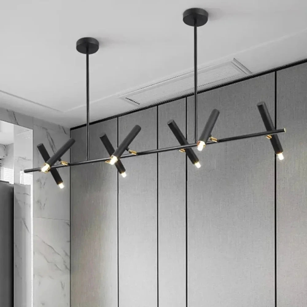 Lustre Noir Barre Spots Orientes Cuisine