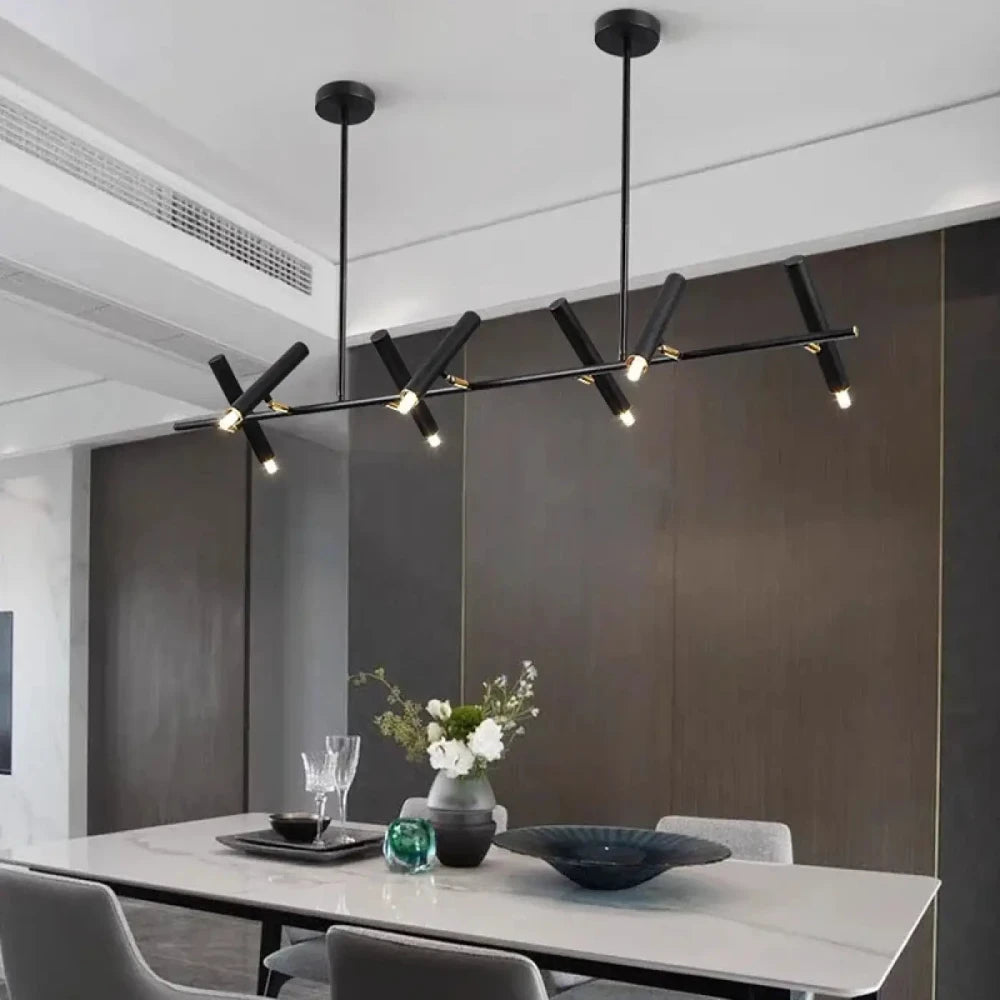 Lustre Noir Barre Spots Orientes Cuisine