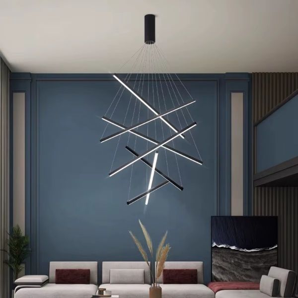 Suspension actuelle salon gradable anthracite design épuré minimaliste.