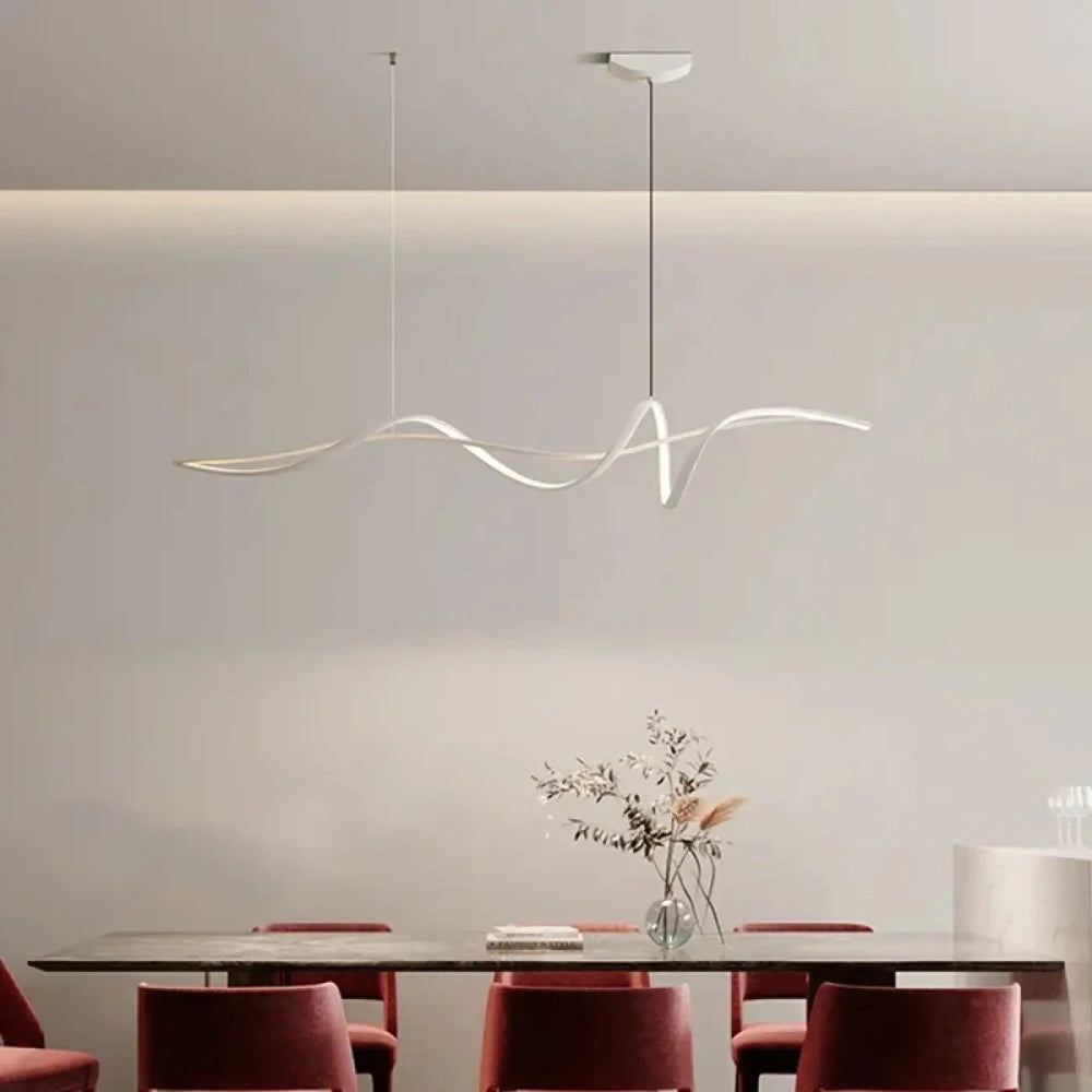 Lustre Noir Ondule Lineaire Led