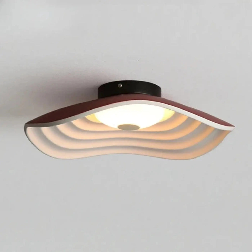 lustre salon plafonnier chapeau acrylique rouge moderne télécommande dimmable