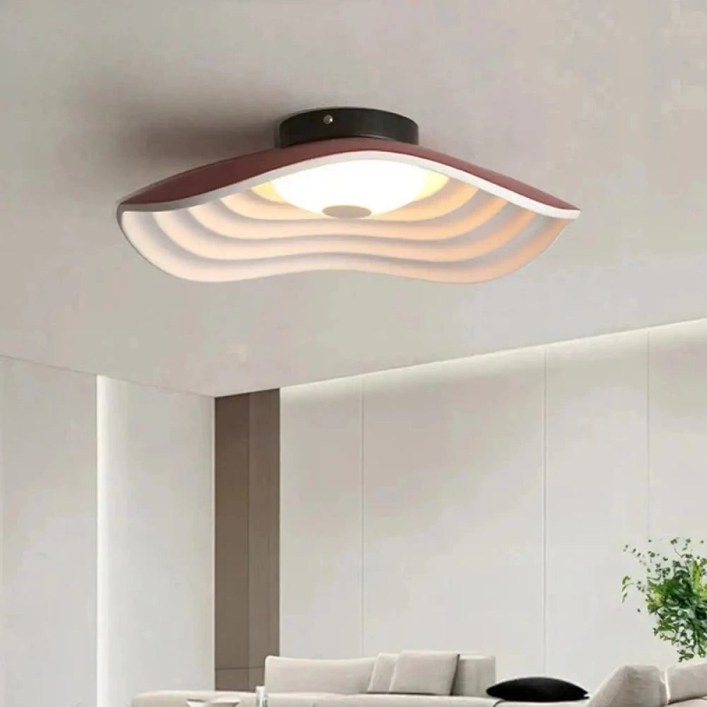 Lustre Plafonnier Chapeau Led Rouge Moderne