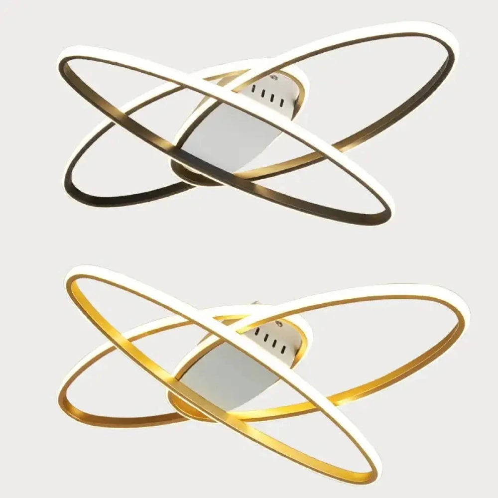 Lustre Plafonnier Ellipse Led Noir Moderne