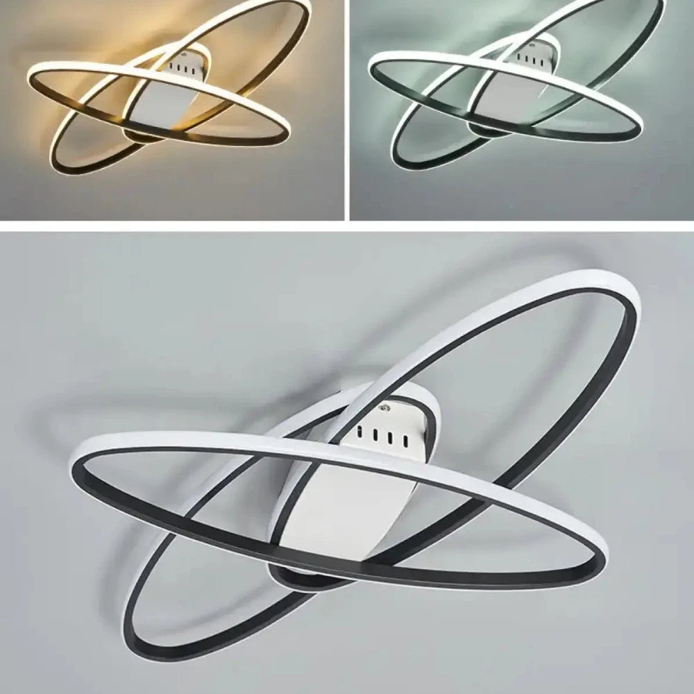 Lustre Plafonnier Ellipse Led Noir Moderne