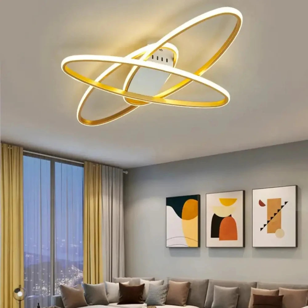 Lustre Plafonnier Ellipse Led Noir Moderne