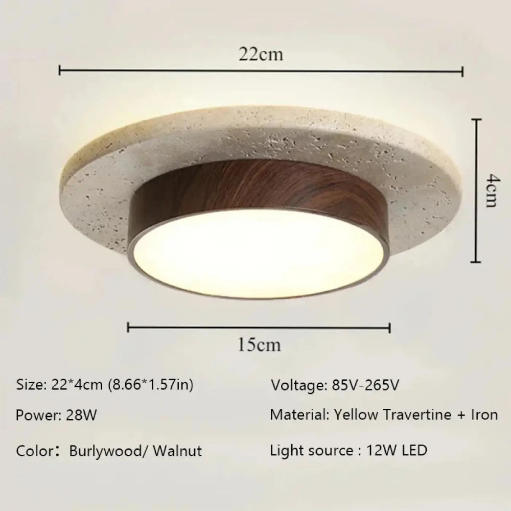 Lustre Plafonnier Noyer Travertin Led Halo