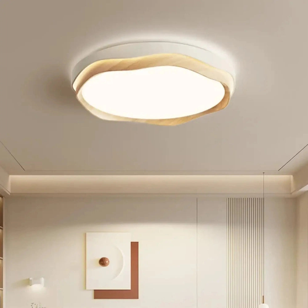 Lustre Plafonnier Ondule Bois Led Naturel